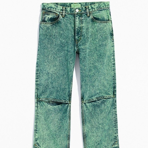 NWT $479 JieDa Jeans Made in Japan Slit Denim Pants Chemical Mint Green - Picture 3 of 8